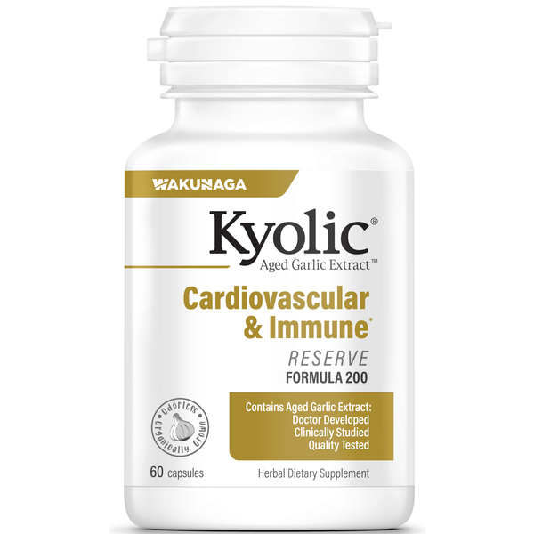 Kyolic Cardiovascular & Immune Reserve (Aged Garlic Extract) 1200 mg, 60 Capsules - Wakunaga - welzo