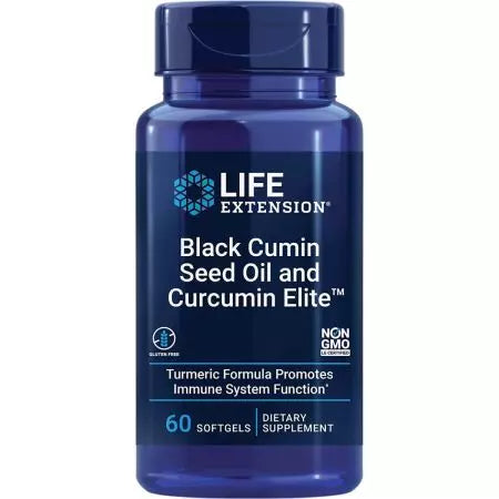 Extensión de la vida El aceite de comino negro y curcumina Elite 60 Softgels