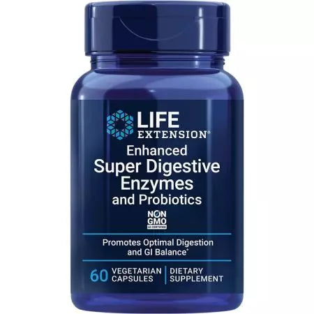 Extension de vie améliorée des enzymes et probiotiques super digestifs 60 capsules végétariennes