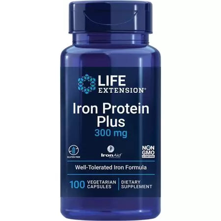 Life Extension Iron Protein Plus, 300 mg 100 vegetariska kapslar