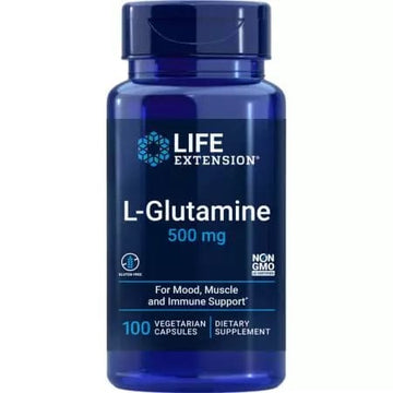 Life Extension LGlutamine 500mg 100 Vegetarian Capsules