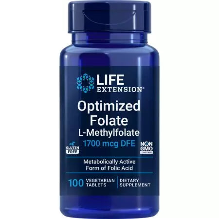 Extensión de la vida Folato optimizado 1700mcg 100 tabletas vegetarianas