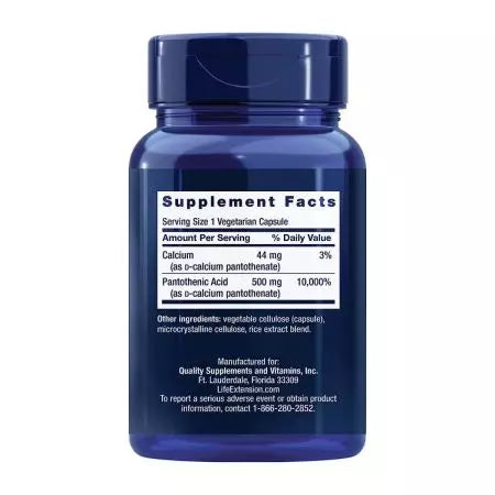 Extensie de viață acid pantotenic 500 mg 100 capsule vegetariene