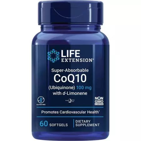 Dzīves pagarinājums superabsorbējams COQ10 (ubihinons) ar dlimonēnu 100 mg 60 SoftGels