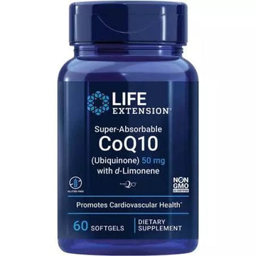 Life Extension SuperAbsorbable CoQ10 (Ubiquinone) with dLimonene 50 mg 60 Softgels