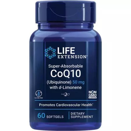 Prodloužení života superabsorbable Coq10 (ubiquinon) s dlimonenem 50 mg 60 softgelů