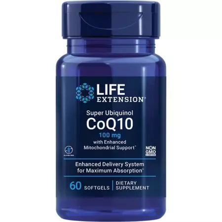 Life Extension Super Ubiquinol Coq10 med forbedret mitokondrial support 100 mg 60 softgels