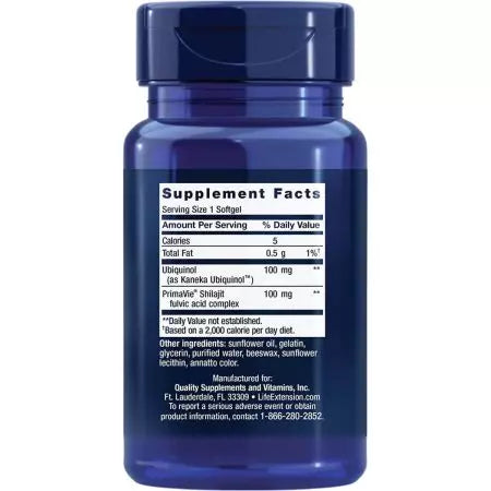 Dzīves pagarinājums Super Ubihinol COQ10 ar pastiprinātu mitohondriju atbalstu 100 mg 60 SoftGels