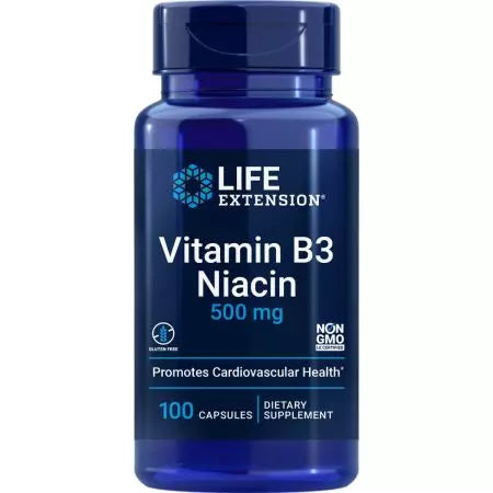 Livsforlængelse vitamin B3 niacin 500 mg 100 kapsler