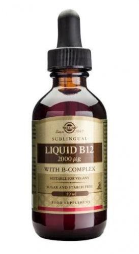 Liquid B12 2000ug with B Complex (Sublingual) 59ml - Solgar - welzo