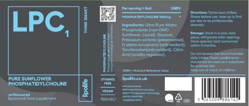 PC Pure (Sunflower) LPC1 150 ml - Lipolife