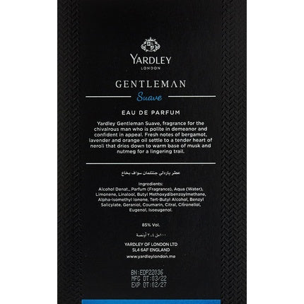 Yardley Of London Gentleman Suave EDP Fragrance for Him 100ml Musk