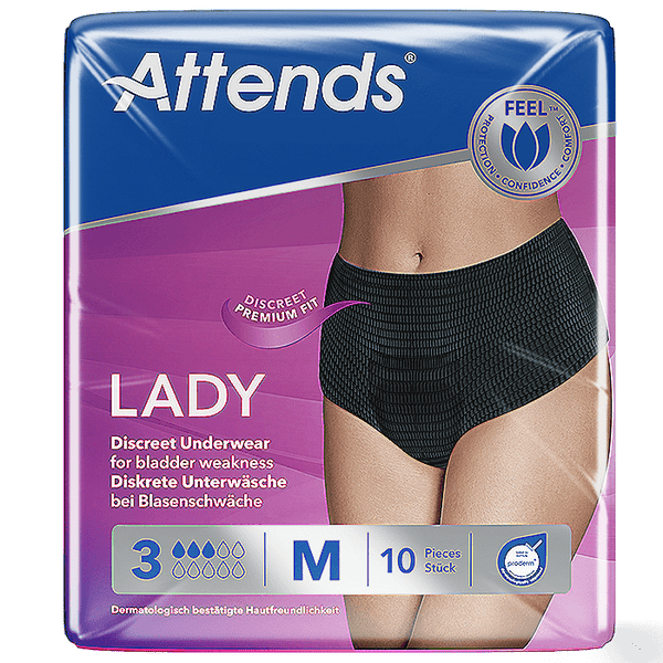 Attends Lady Discreet Underwear 3 Medium Pack of 10 - welzo