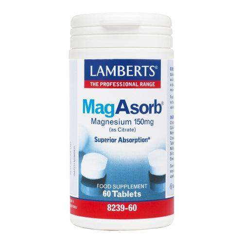 MagAsorb® Magnesium 150mg (as Citrate) 60 tabs - Lamberts - welzo