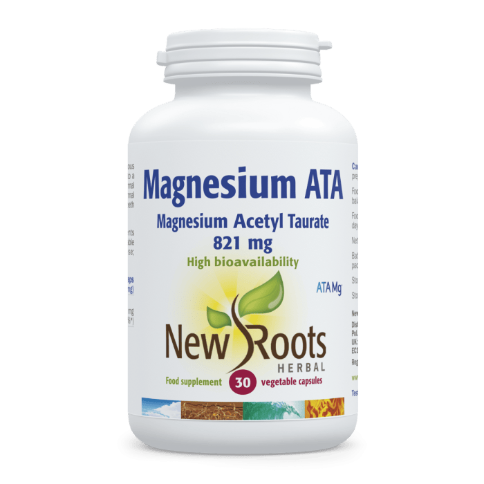 New Roots Herbal Magnesium ATA (Acetyl Taurate) – 30 Κάψουλες