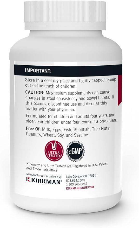 Magnesium-Bisglycinate Chelate - Hypoallergenic - 250 Capsules - Kirkman Laboratories - welzo