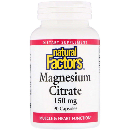 Magnesium Citrate 150mg, 90 Capsules - Natural Factors - welzo