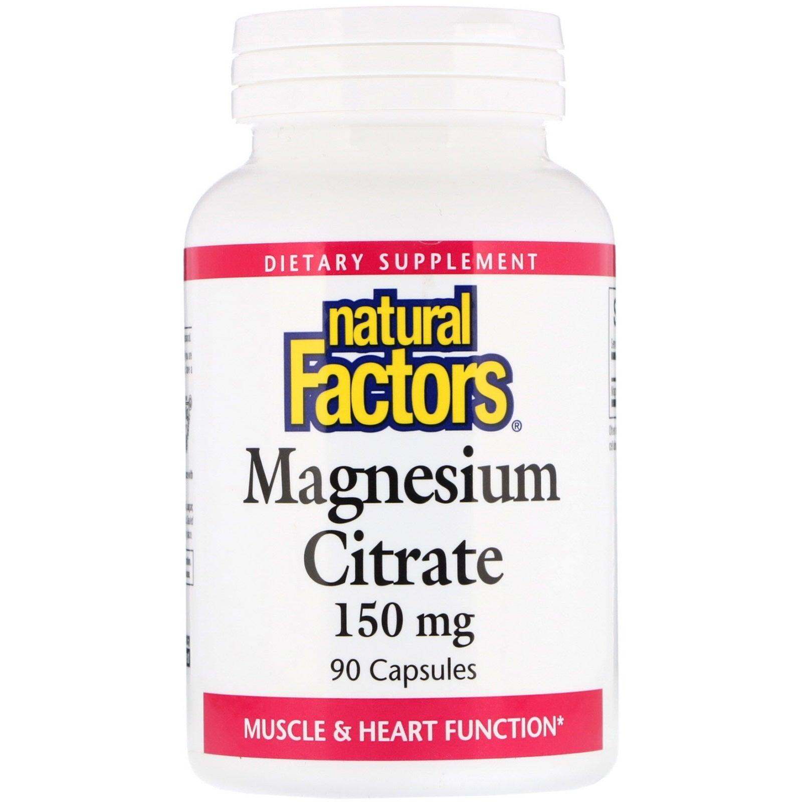 Magnesium Citrate 150mg, 90 Capsules - Natural Factors - welzo