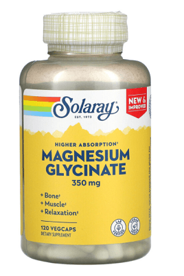 Magnesium Glycinate 350mg 120 Veggie Caps - Solaray - welzo