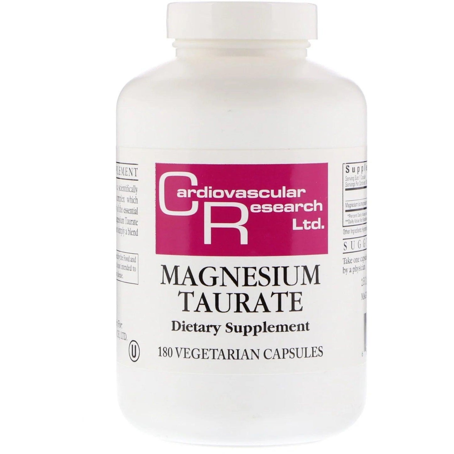 Magnesium Taurate, 180 Capsules - Cardiovascular Research - welzo