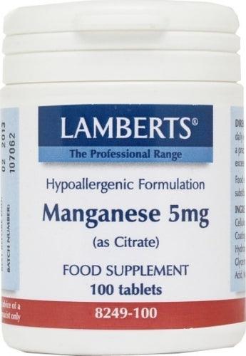 Manganese 5mg (as Citrate), 100 Tabs - Lamberts - welzo