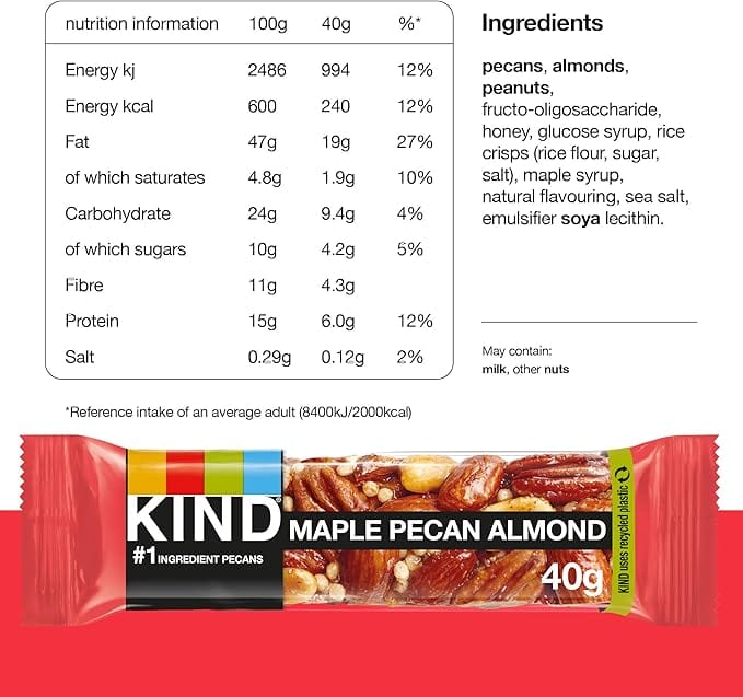 Kind Kind Maple Pecan αμυγδάλου σνακ μπαρ 40g