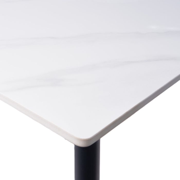 120 cm witte hoogglans eettafel - Frias Modern Chrome Base & Chunky Legs (Copy)