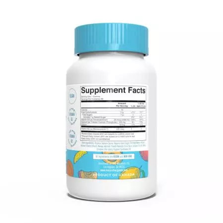 Maryruth D3 -vitamin D3+K2 kalcium 60 Gummies (Peach Mango & Capicot)