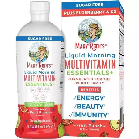 Maryruth Liquid Morning Multivitamin Essentials +, fruit punch, 32 oz (946 ml)