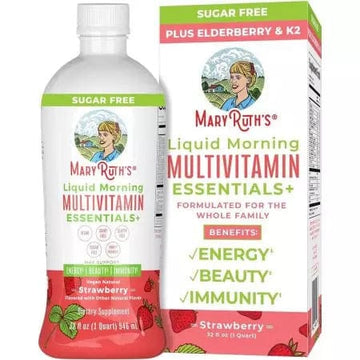 MaryRuth Liquid Morning Multivitamin Essentials+, Strawberry, 32 oz (946ml)