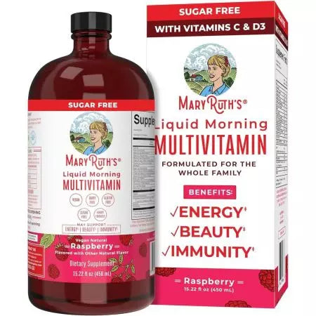 Maryyruth Liquid Morning Multivitamin, Raspberry, 15,22 oz (450 ml)