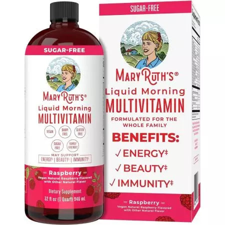 Maryyruth Liquid Morning Multivitamin, Raspberry, 32 oz (946 ml)