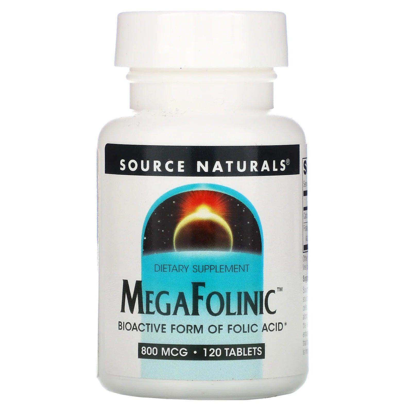 MegaFolinic, 800 mcg, 120 Tablets - Source Naturals - welzo