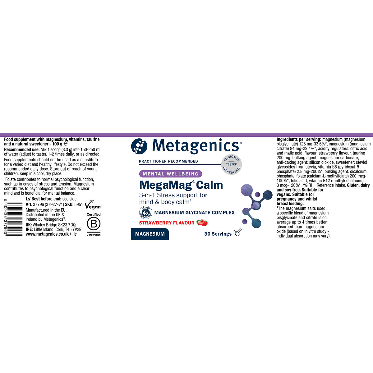 Metagenics MegaMag Calm Powder – 30 porcí – obrázek 2