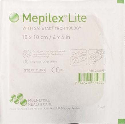 Mepilex Lite Soft Silicone Dressing Absorbent 10 x 10cm - welzo