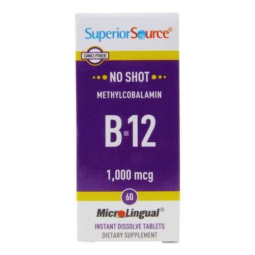 Methylcobalamin B-12 1000 mcg, B-6 & Folic Acid - 60 MicroLingual Tablets - Superior Source - welzo