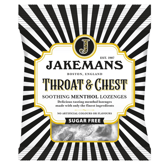 Jakemans Cough Sweets Throat & Chest Menthol Sugar Free 50g - welzo