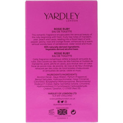 Yardley London Rosie Ruby EDT Fragrance Perfume for Her Citrus 50ml