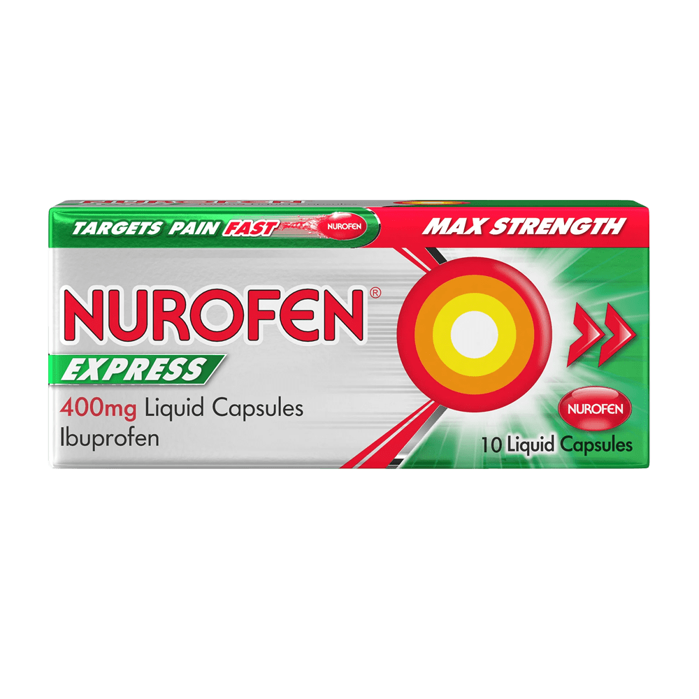 Nurofen Express Max Strength 400mg Liquid Capsules Pack of 10 - welzo