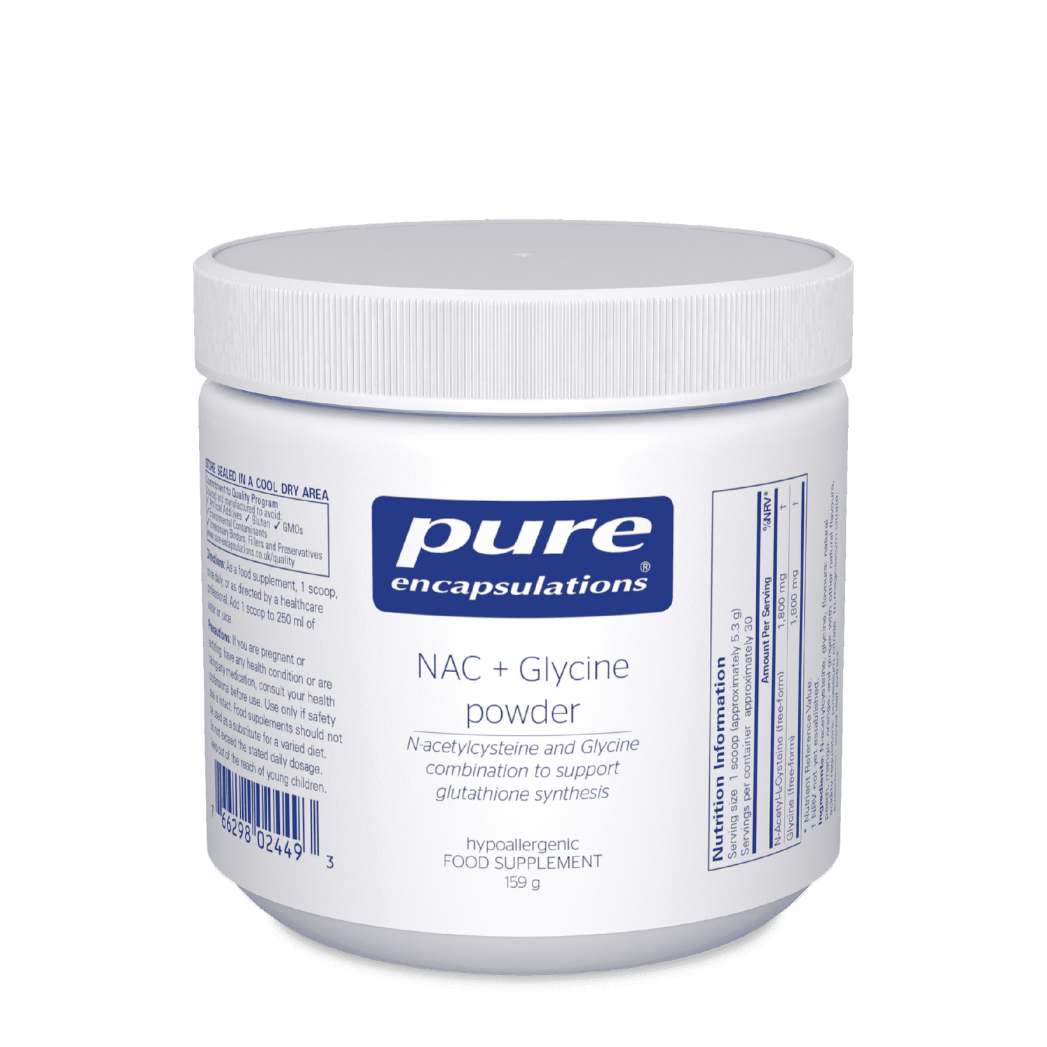 NAC + Glycine Powder, 159g - Pure Encapsulations - welzo