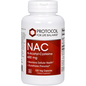 NAC N-Acetyl-Cysteine, 600 mg, 100 Veg Capsules - Protocol for Life Balance - welzo