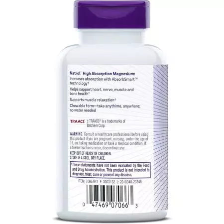 Natrol ad alto assorbimento magnesio 250mg 60 compresse masticabili