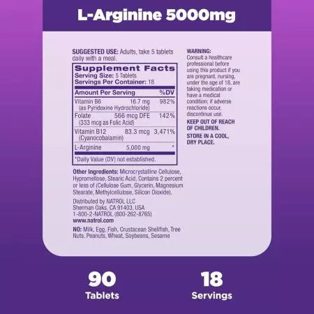 Natrol Larginină 3.000mg 90 tablete