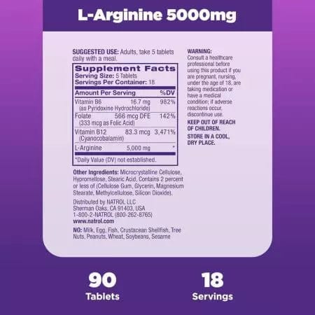 Natrol LArginine 3,000mg 90 Tablets