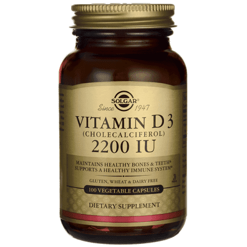 Natural Vitamin D3/D-3, 2200 IU, 100 Veggie Caps - Solgar - welzo