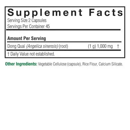 Naturens svar Dong Quai Root 1.000 mg 90 vegetariske kapsler