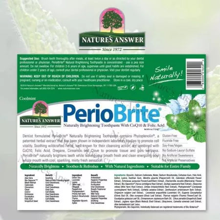 Nature's Answer PerioBrite Toothpaste Cool Mint 4 Oz (113.4g)