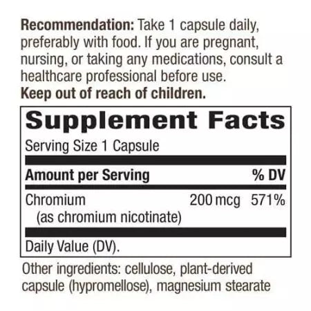 Nature's Way GTF Chromium 200mcg 100 Capsule vegane