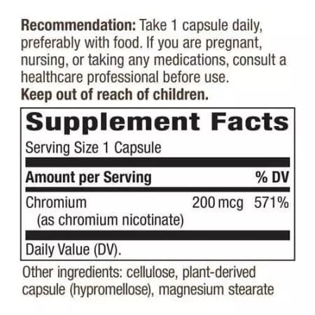 Nature's Way GTF Chromium 200mcg 100 Vegan Capsules