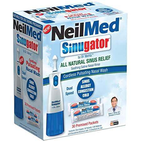 Neilmed Sinugator Cordless Pulsating Nasal Wash & 30 Pre-Mixed Packets - welzo